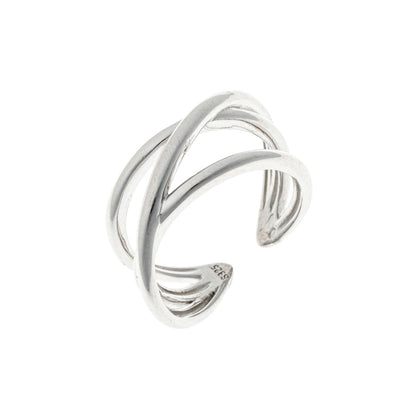 Sidabrinis rodžiuotas reguliuojamo dydžio žiedas „Persipynimas“